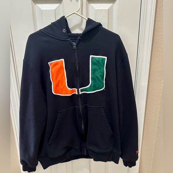 CHAMPS MIAMI HURRICANES double flannel lined hooded jacket size M black Rare - Picture 1 of 10